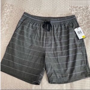 Men’s Gray and White Striped Hurley Swim Trunks Size Large